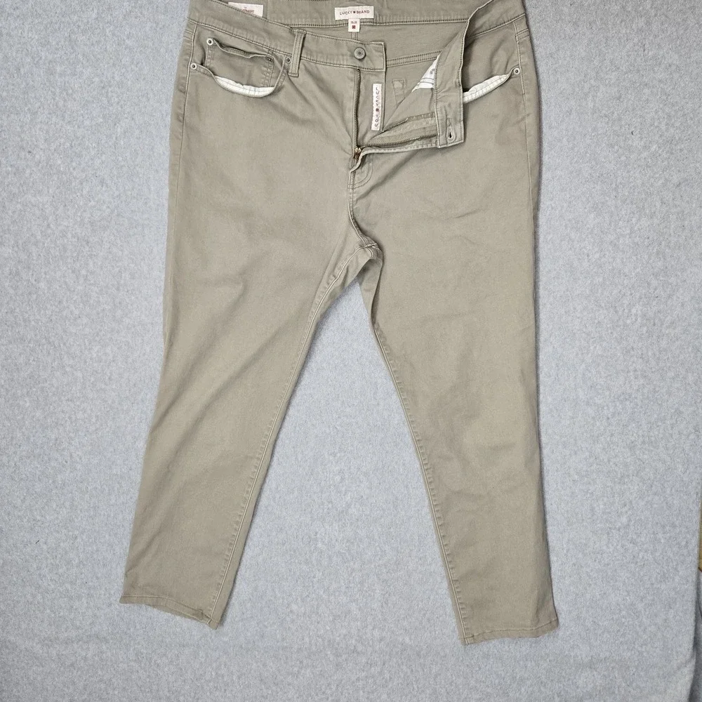 Lucky Brand Men Pants 38X30 Khaki Chino Twill 121 Slim Straight Button Zipper
